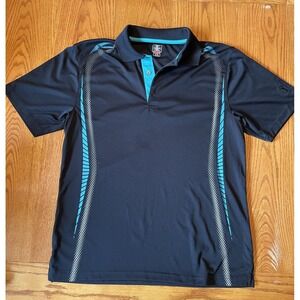 Champions Tour Pro Series Men's Medium Golf Polo Black & Turquoise Quick Dry